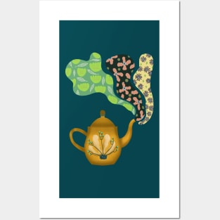 teapot with herbal tea Posters and Art